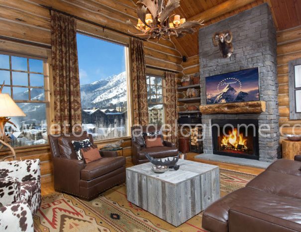 Great room picture window views ski mountain, 65" TV, gas burning fireplace